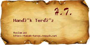 Hanák Teréz névjegykártya